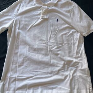 Ralph Lauren White Polo Shirt with Navy Logo